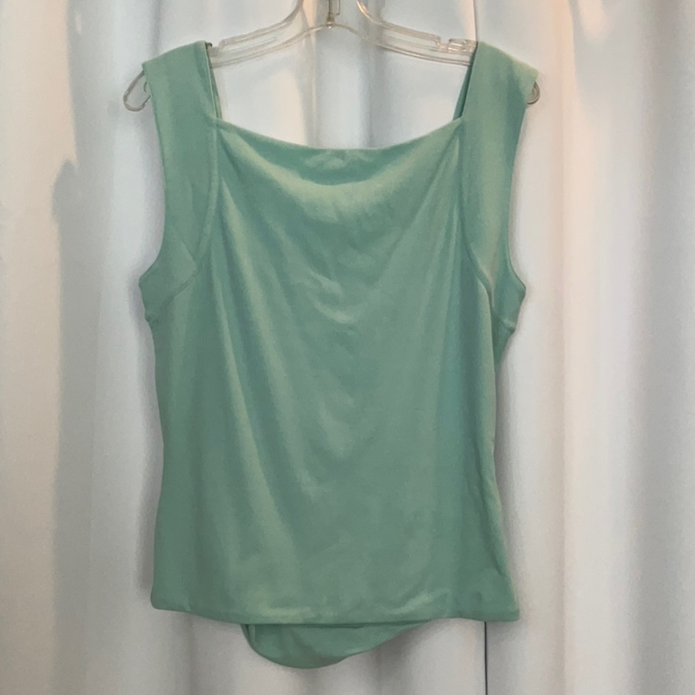 Classiques Entier Silk Aqua Square Neck Ruched Front Tank Top Women Size XL - Picture 9 of 9